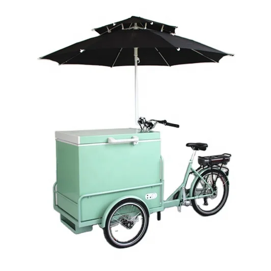 Electric Freezer Cart Tricycle Ice Cream Bike in Bicycle With Refrigerator Battery Ice Cream Mobile Business Use Large Capacity