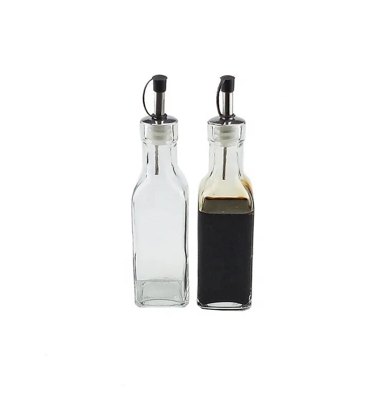 
200ml glass oil vinegar bottle with pourer lid set 