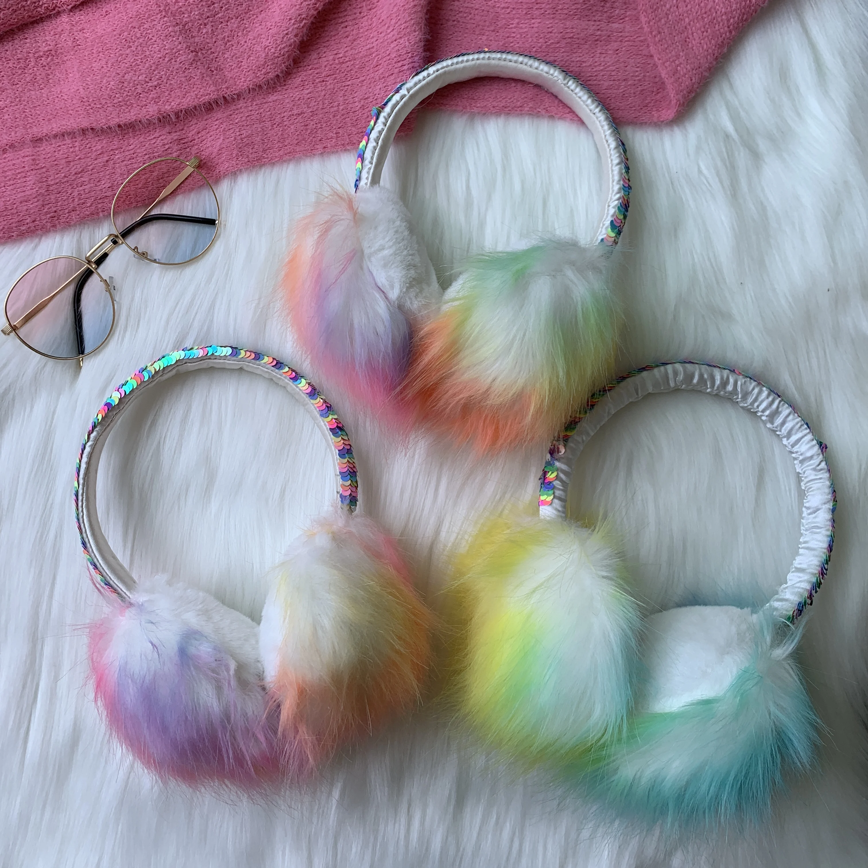 
Зимние милые ветрозащитные теплые наушники для безопасности детей Электронные Наушники градиентные длинные наушники для волос 