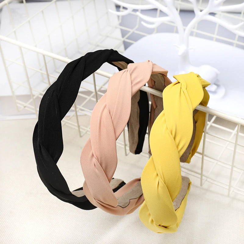 
Fashion Solid Color Cross Braid Hairbands for Women Headband Accessories 