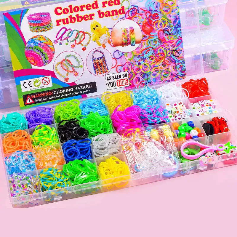 600pcs Multi Color Loom Band Kit Diy Art And Craft Handmade Elastic Rubber Band Bracles Making Kit