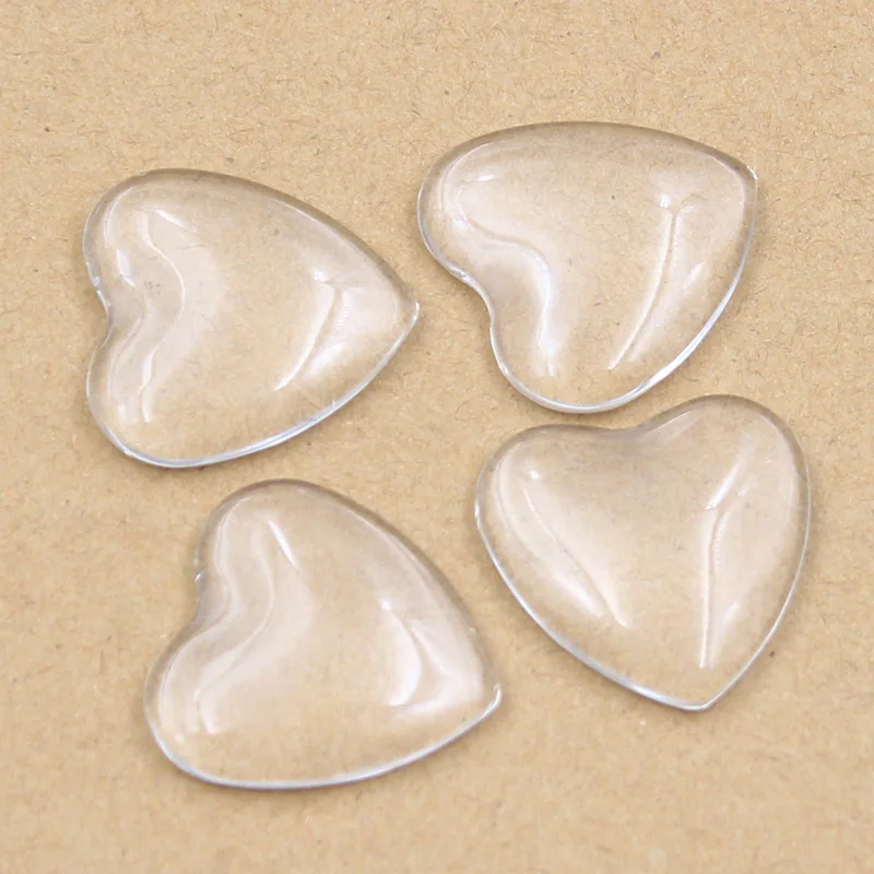 12mm 16mm 18mm 20mm 25mm Heart Flat Back Clear Glass Cabochon, High Quality,Wholesale Promotion