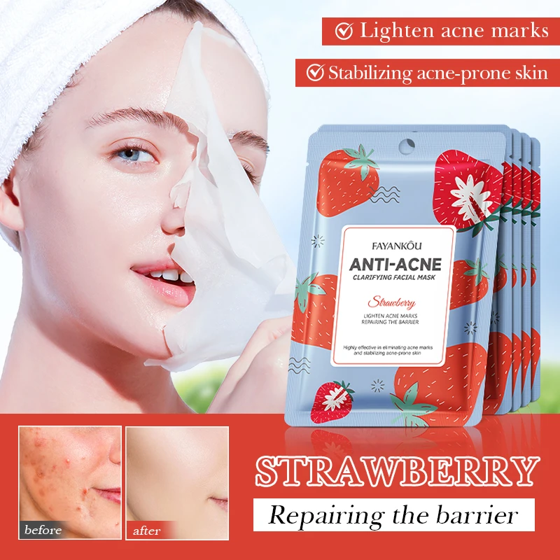 FAYANKOU Factory Facial Mask Sheet Korean Fruit Lemon Strawberry Anti-Acne Moisturizing Whitening Face Masks For Women Skincare