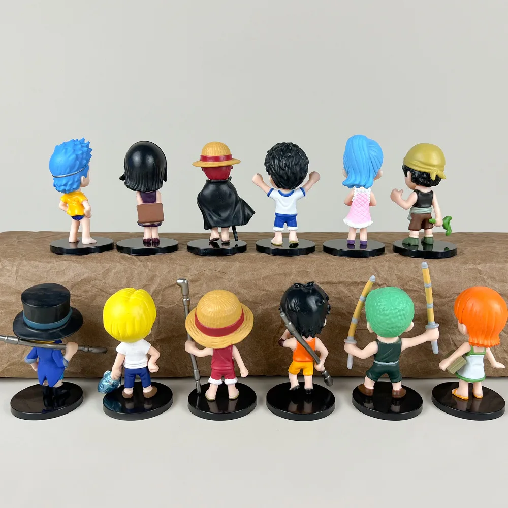 12 pcs/set Anime Childhood Luffy Zoro Q Version Model Toy Pvc Action Figure