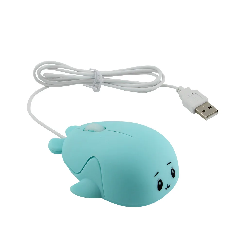 Cartoon Wired Ergonomic 1600 DPI Comic Animation Cute Dolphin Optical Computer Mouse