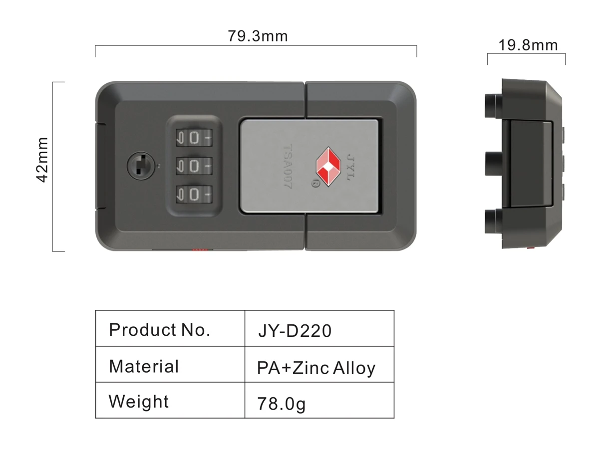 JYL High Quality Cheap Tsa Travel Latch Lock Combination With Key For Secure Suitcases And Bags