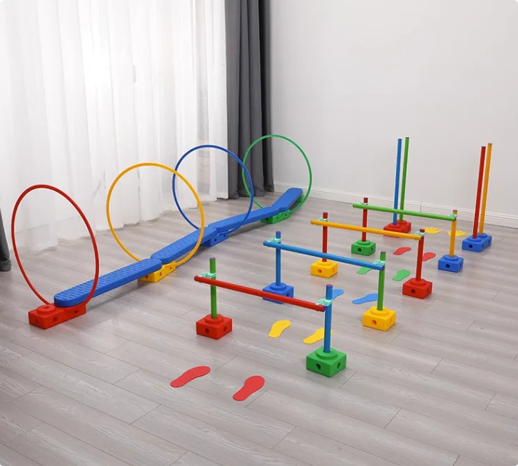 Nursery Kids Obstacle Course Training Balance & Coordination Jumping Play Combo Durable Plastic Agility Hoops Sensory Equipments