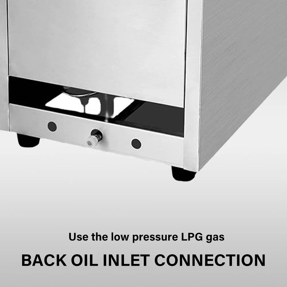 OT71 6L Single Tank Countertop Gas Deep Fryer with Drain,Solid Basket and Lid for Restaurant and Commercial Use