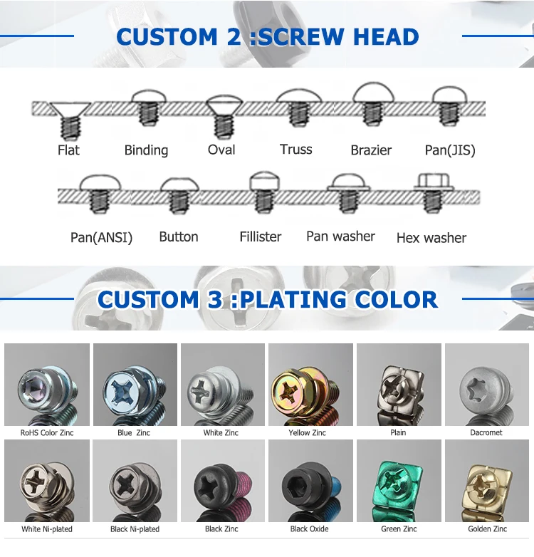 taiming Custom Pozi slot phillips combined Steel screw with External tooth washer