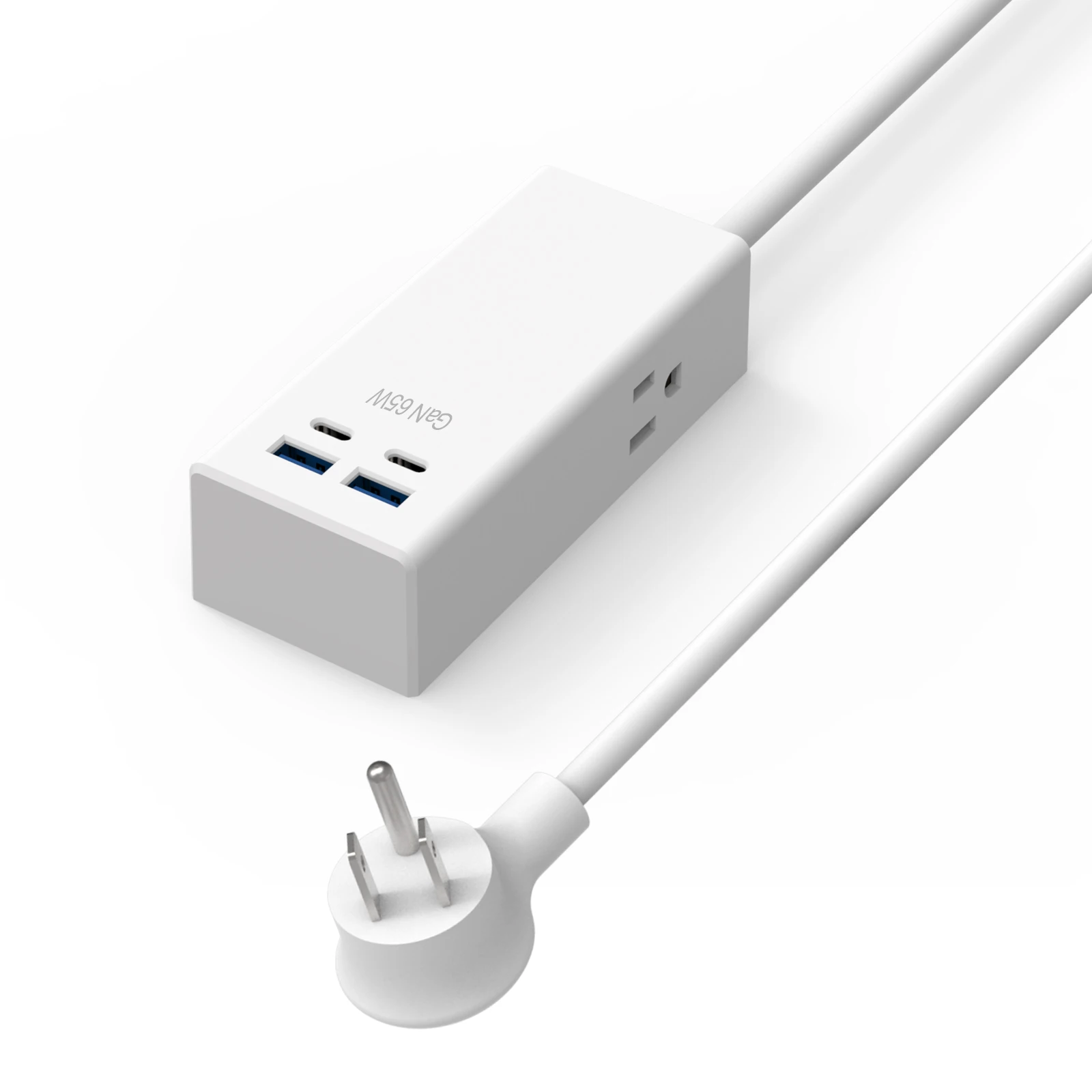 2 Outlets Tabletop Extension Socket With USB C Charger Socket Wholesales Extension Cord US Type Gan 65W Power Strip