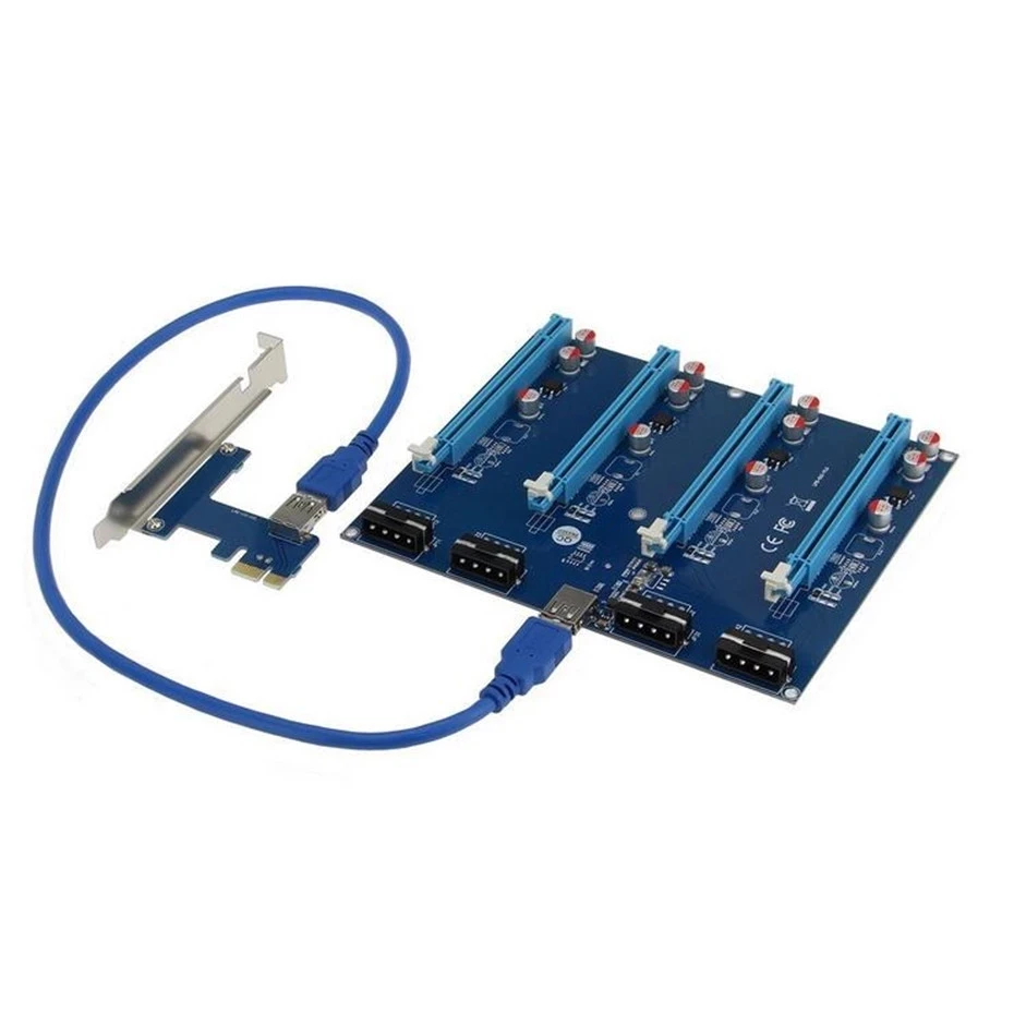 
New PCI-Express PCIe 1 to 4 PCI express 16X slots Riser Card PCI-E 1X to External 4 slot Adapter PCIe Port Multiplier 