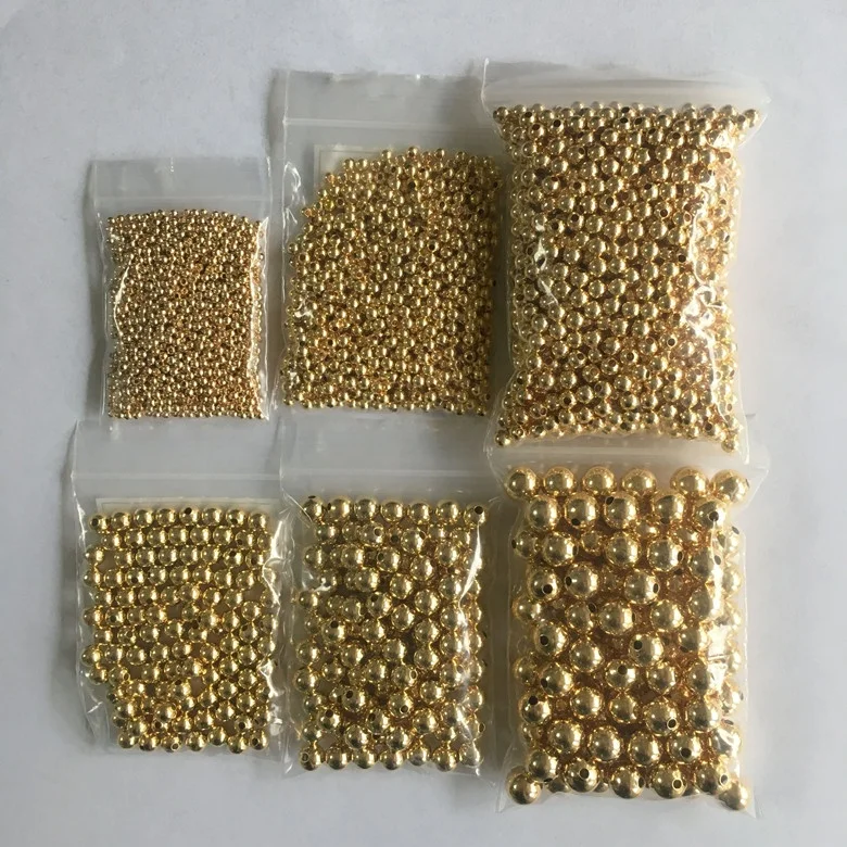 Bulk Wholesale Smooth Spacer Gold Plated Beads Affordable Jewelry Making Accessories Balls 2mm 3mm 4mm 5mm 6mm 8mm