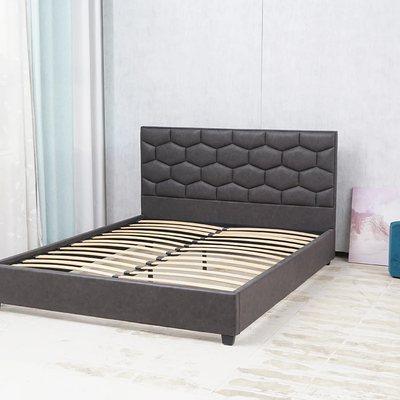 Home Furniture Bedroom Modern Queen Size Wooden Soft PU leather Beds