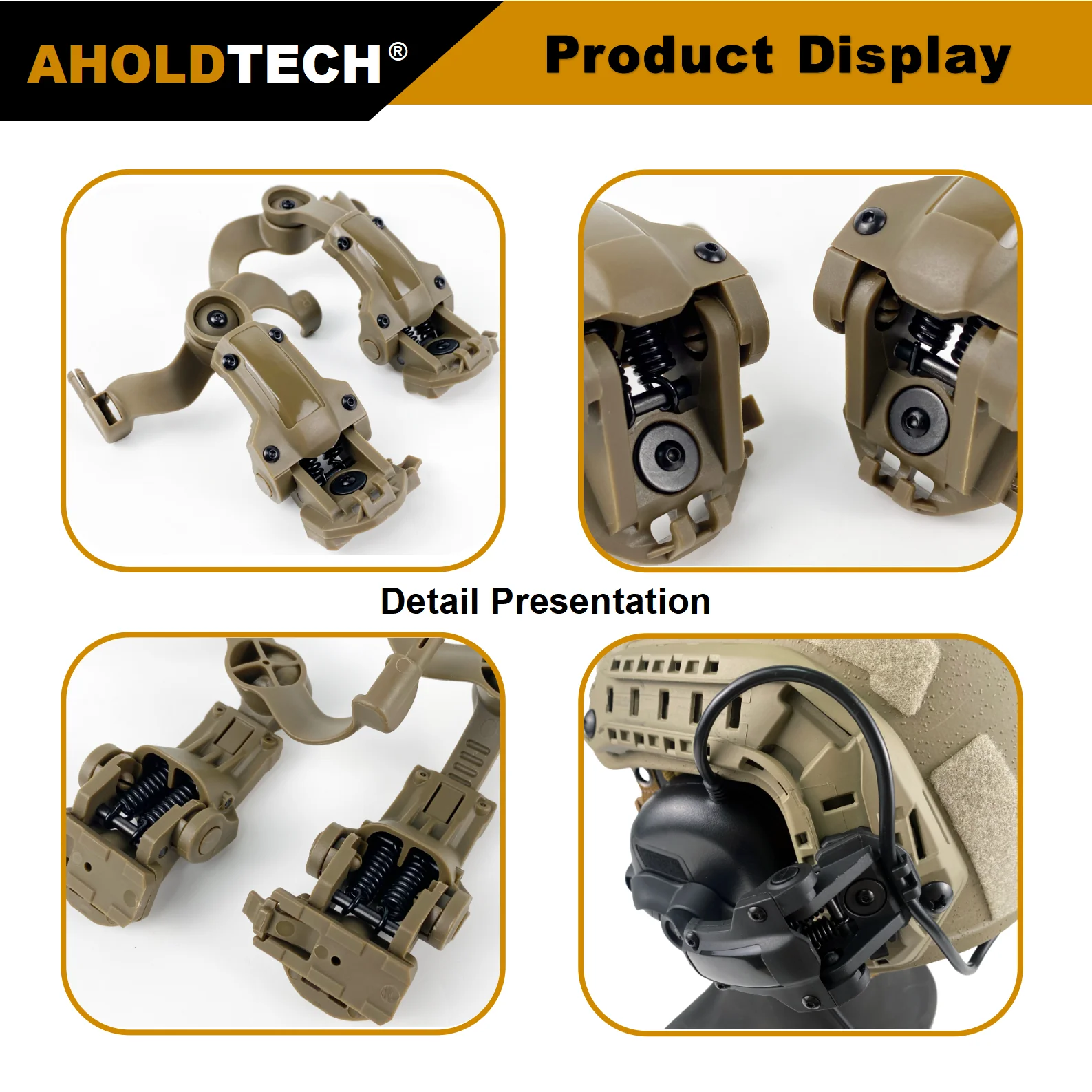 AHOLDTECH Tactical Headset Holder Fast MICH ARC rail Wendy M-LOK Rail Helmet Mount Adapter Headset Bracket for EARMOR Headphone