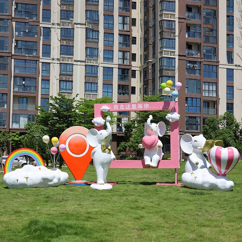 5 Foot Large Elephant Statue Outdoor Waterproof Big Elephant Fiberglass Sculpture Easter Decorations for Decoration