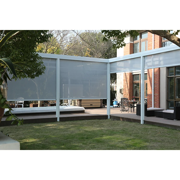 swimming pool Screen Indoor Zip Track Guide Outdoor Motorized Patio Roller Blind