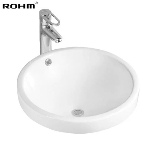 LM-018 Above Counter Basin Cabinet Set Semi Basin Bathroom Sink Round Ceramic Wash Basin
