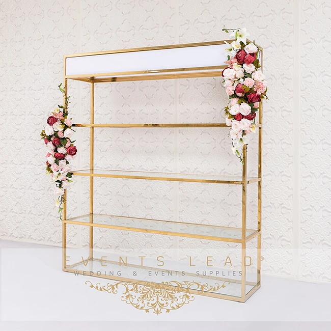 Роскошные золотые металлические Лидер продаж VENUS бар стеклянный стеллаж для выставки товаров винная полка