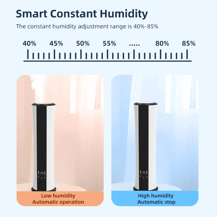 cool mist Mute smart Constant humidity Purifying water touch control LED Display 6.5L plastic ultrasonic floor humidifier