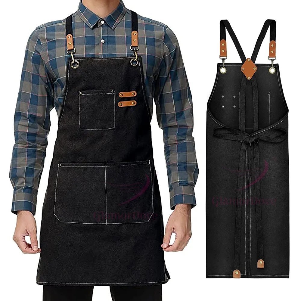 GlamorDove Hair Stylist Cutting Barber Apron Hairdresser Aprons Cotton Canvas Chef Apron for Artists Painting