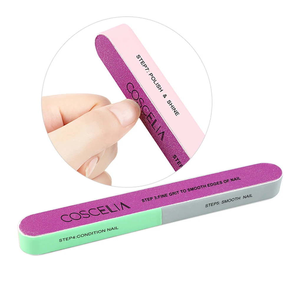 COSCELIA Professional 6 sides Nail Polishing Buffer for Nail Art Beauty Double-Sided Reusable Eva Nail File Manicure Pedicure