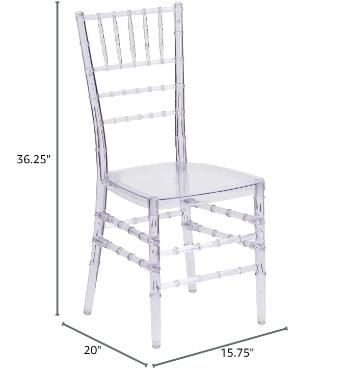 Knocked Down clear acrylic Chavari Chairs wedding banquet with cushions
