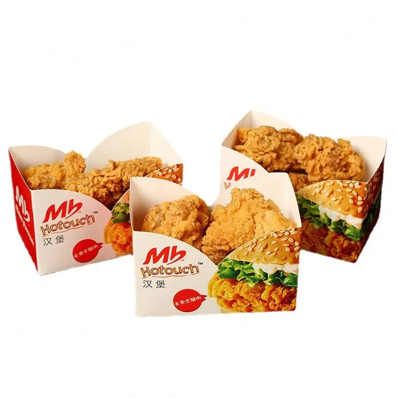 Custom logo Take Away Food Boxes French Fries Fried Chicken Box Nuggets Paper Bags Fast Food Packaging