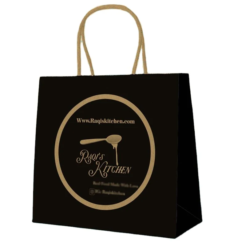 Black Kraft Paper Bag Clothing Packaging Bag Custom Gift Bag Kraft Paper Handbag Custom Logo