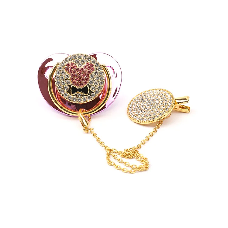 2024 fully-drilled New Baby Pacifier Rose Gold Bling Teether BPA Free Newborn Silicone Pacifier Baby Soother Nipple wholesale