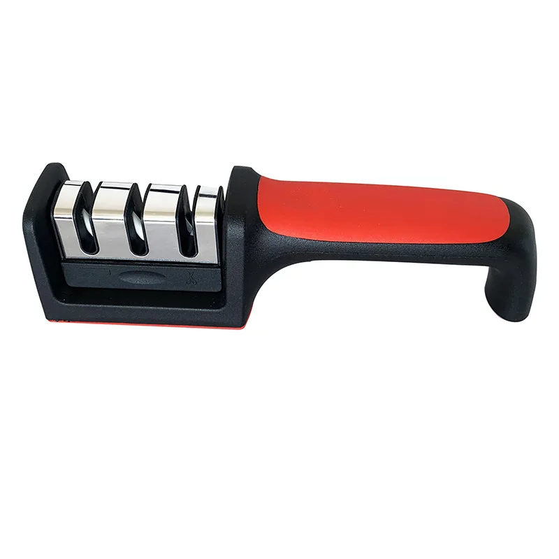 Manual PP Plastic Non slip Handle Sharpening Stone 4-in-1 Knife Sharpener Replaceable Grinding Head Kitchen Knife Accessories