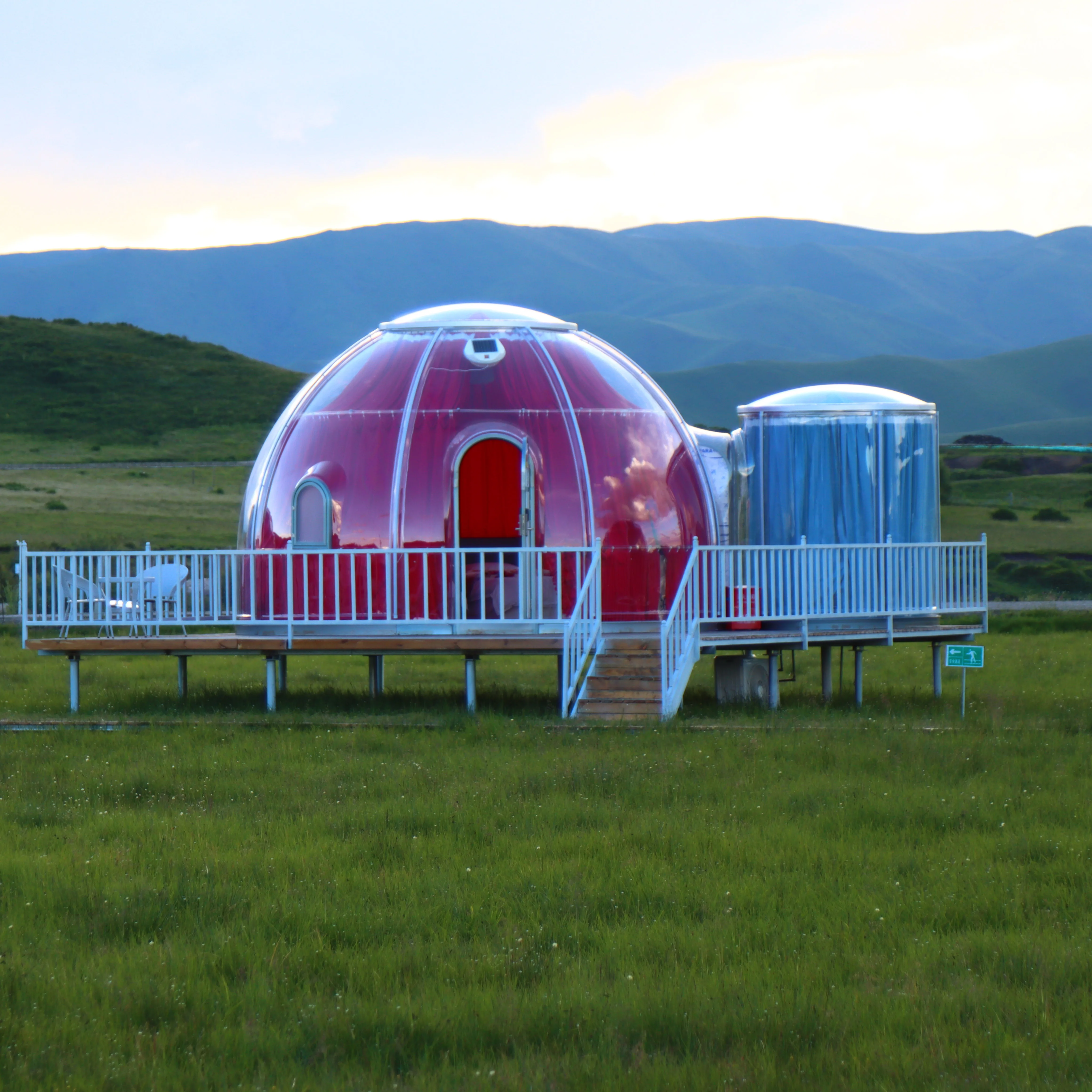 Polycarbonate house luxury bubble room glamping dome with bathroom for Vacation camping