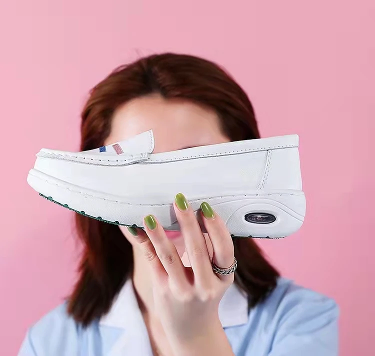 Nursing Shoes Hospital  For Women White Shoes With Wedge Heels Comfort Breathable Soft Bottom Flat Anti-slip Safety Work Shoes