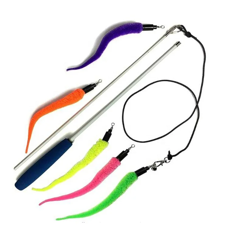 Worm Teaser & Exerciser - Durable Flirt Pole/Cat play Toy