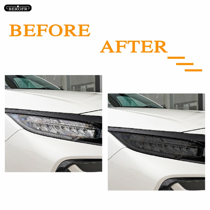 Car Headlight Tint Black Protective Film Protection Transparent TPU Light Sticker For Honda Civic Accord 10th 2019 Accessories