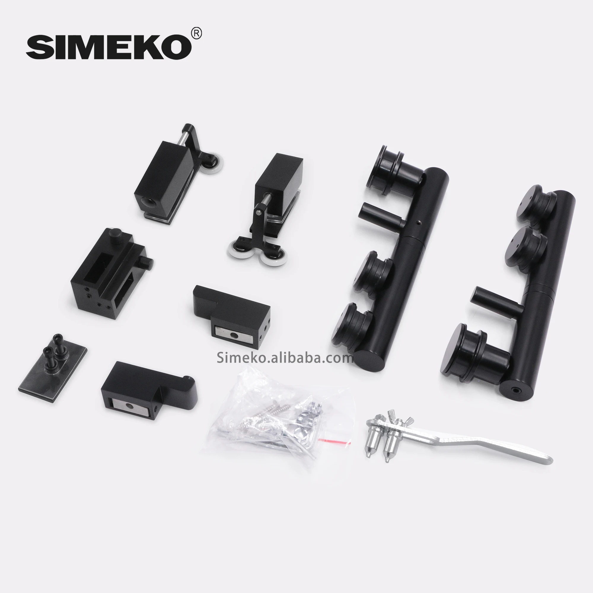 Factory manufacture New Style Glass Sliding Door Roller Set Black Wheel Guide pulley door control hardware aluminum/wooden door