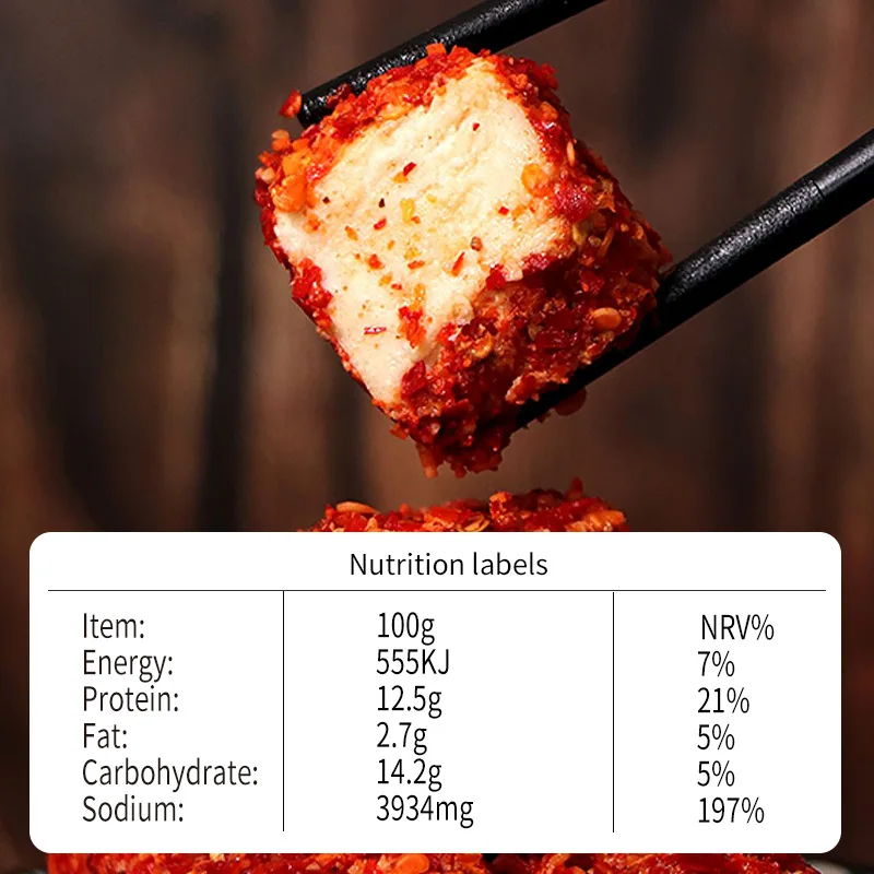 Ready to Eat Factory Price Chinese Instant Food Hot Pepper Bean Products Naturally Fermented Spicy Bean Curd