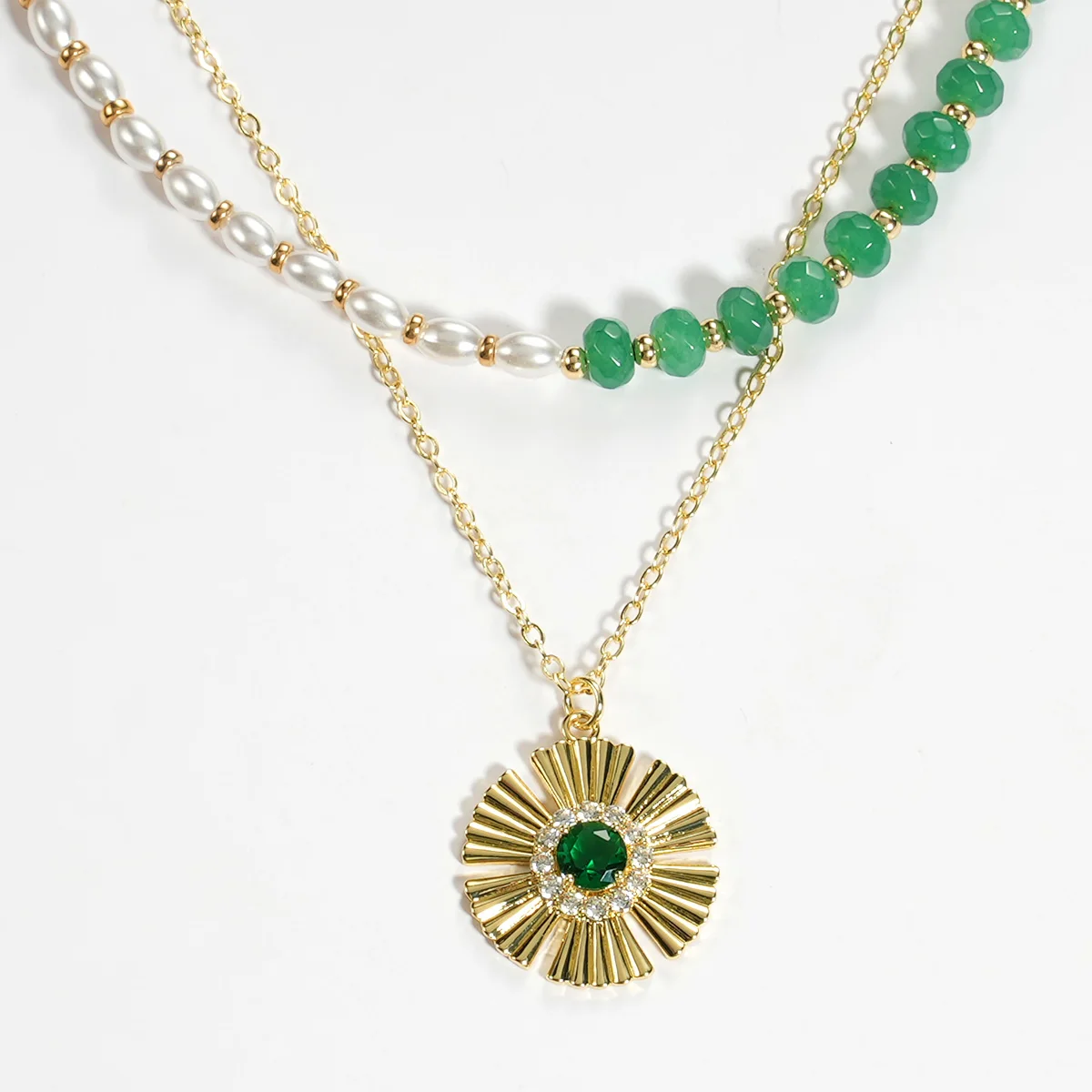 Trendy 18k Gold Plated Charms Crystal Accessories Pendant Rings Pearl Necklace Fashion Jewelry Sets For Women