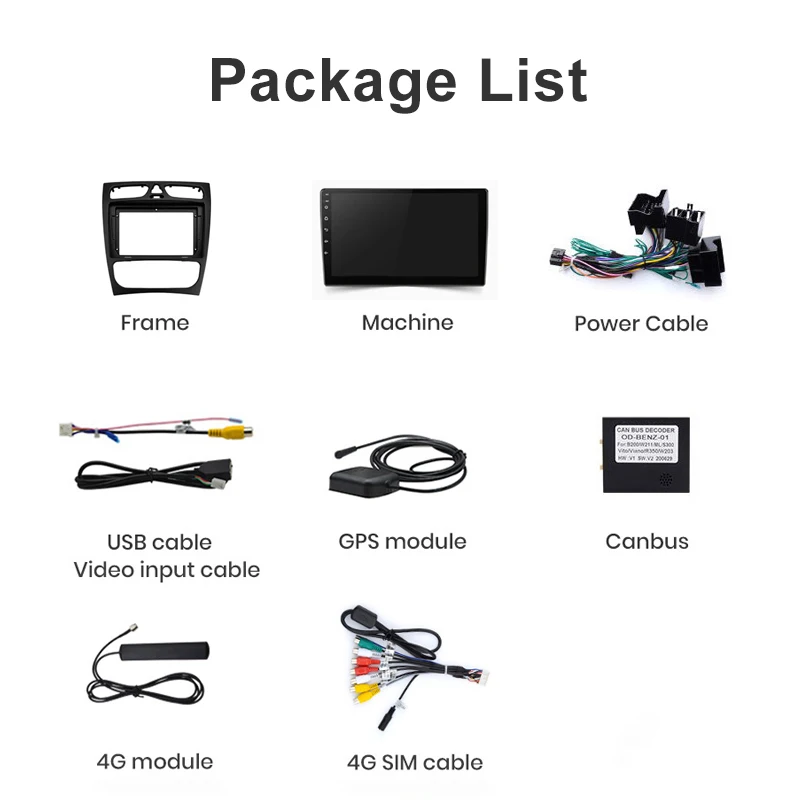 9' Android 13 8Core 4+64 Car Radio For Mercedes-Benz W203 2000-2005 CarPlay Android Auto GPS WiFi BT FM Fascia Panel Car Stereo