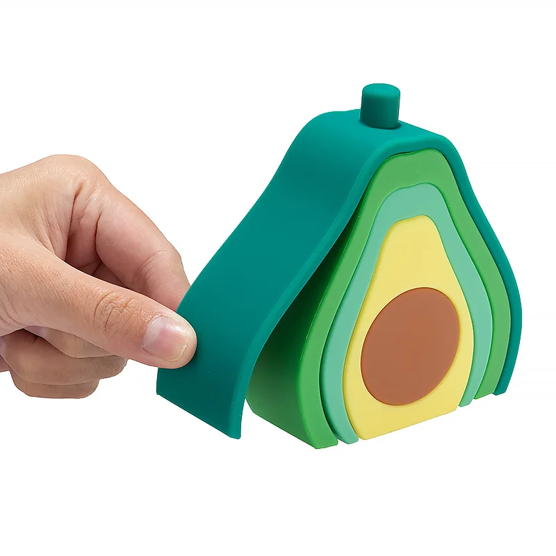 
Montessori Avocado Stacking Game Learning Toys Silicone Avocado Building Blocks Silicone Toy Set 