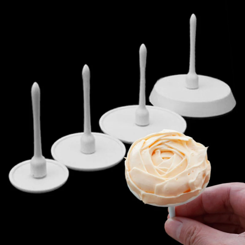 4pcs/set Cake Flower Nails Plastic Piping Nail Plastic Round Shape Cake Decorating Tool Baking Accessories