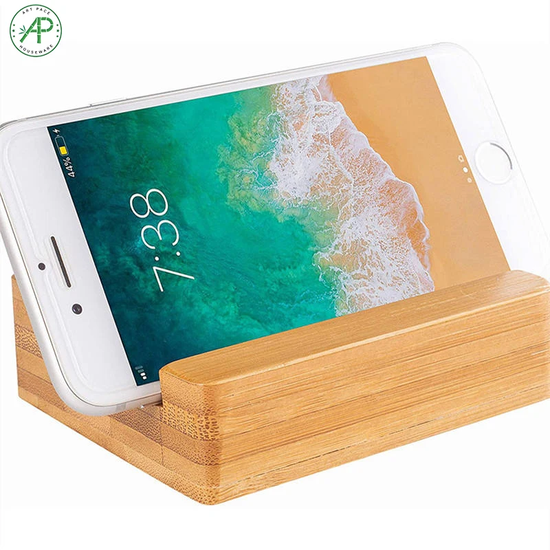 Wholesale Cheap Bamboo Cell Phone Holder with Sound Amplifier for Desk