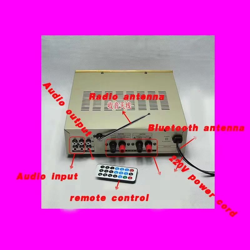 220V Blueteeth Amplifier FM Audio High-power 300W*2 Karaoke OK Car Home Theatre System Sound Equipment/Amplifiers/Speakers