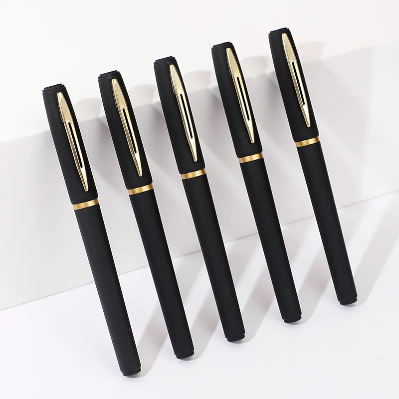 OEM Personalized Promotion Gift 0.5mm Refill Ink Plastic Gel Pen Soft Rubber Coated Gold Clip Plastic Pen for Office & School