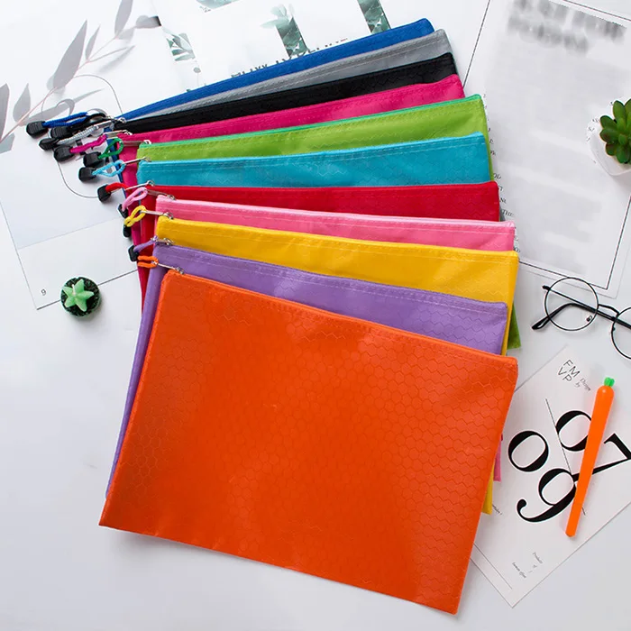 custom logo A4 file folder bag blanks office supplies zipper document holder organizer