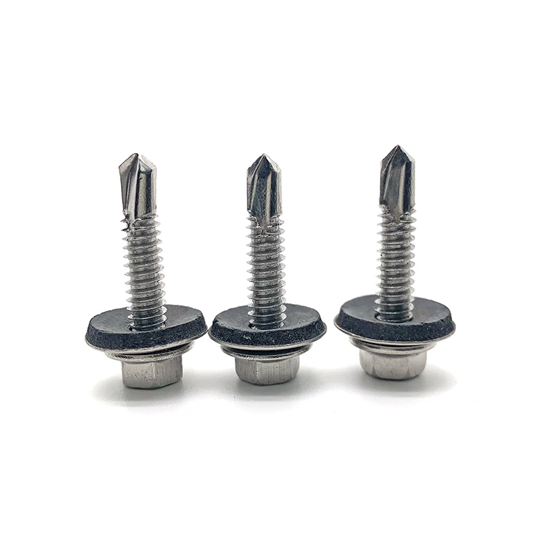 High quality stainless steel 410 Hex Head Building Roofing Tek Screws Self Drilling Screws With bonded EPDM Rubber Washers
