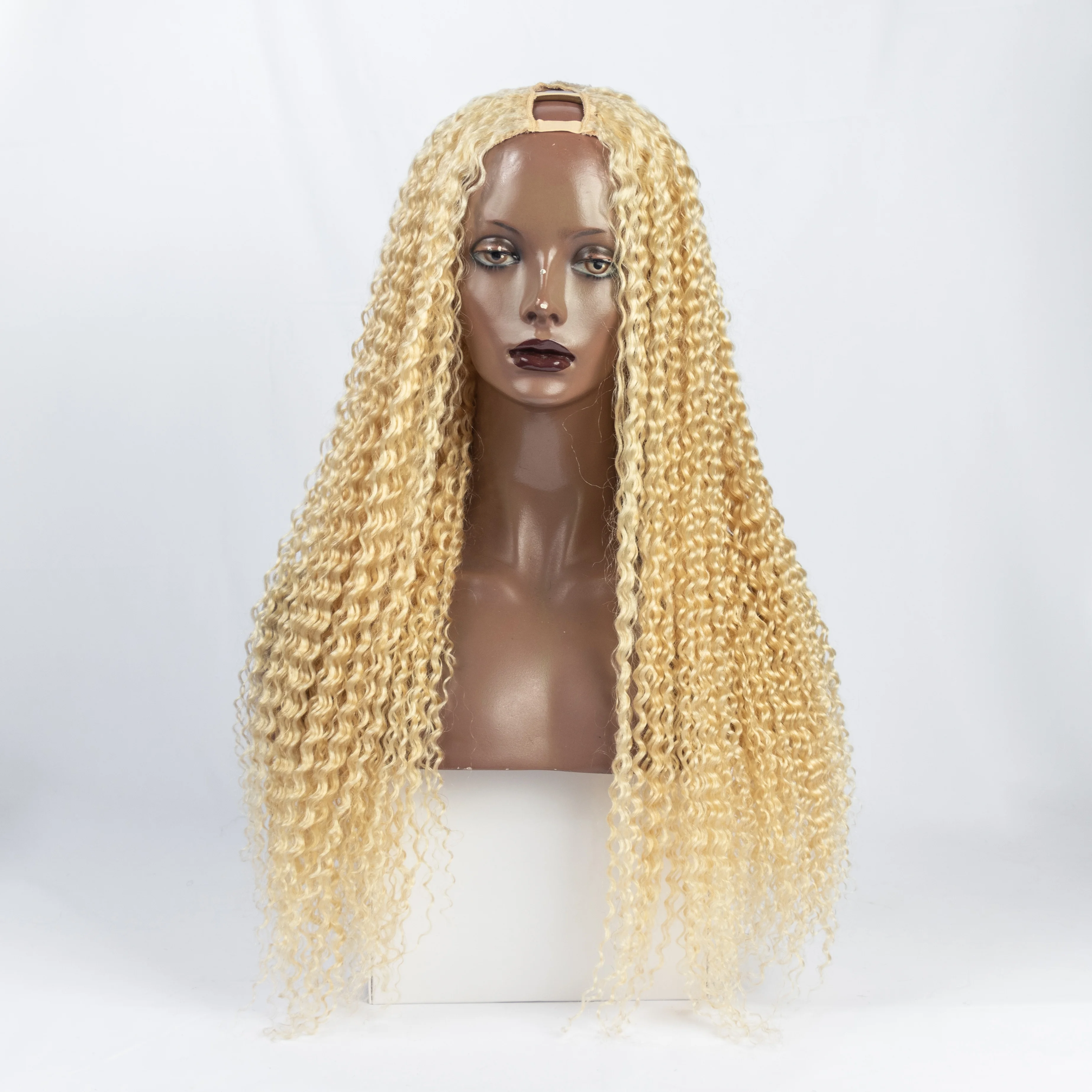 613 Blonde U Part Human Hair Wigs For Black Women Loose Curly 26inch Long Full Machine Made 250% Density