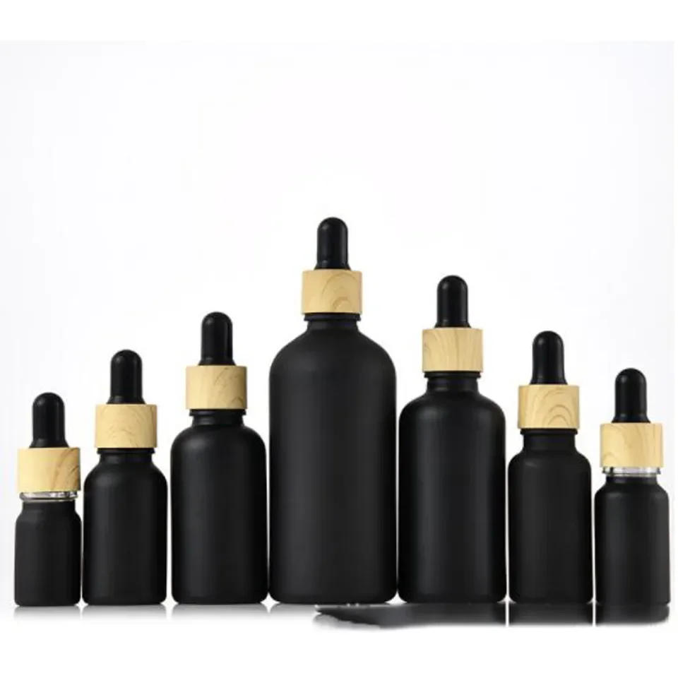 5ml -100ml Boston Matte Black Glass Dropper Bottle for Essential Oils Leak proof
