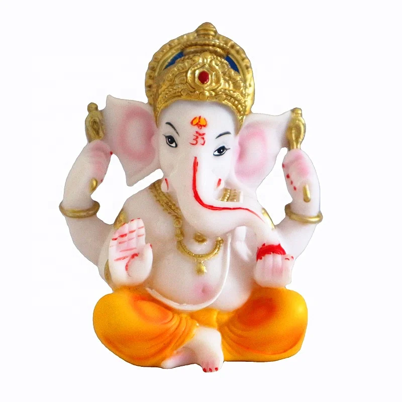 polyresin decoration Eco-Friendly Resin Lord Ganesha Statue Mini Marble Idol Home Decor Small Ganesha God Figurine Wall Indian