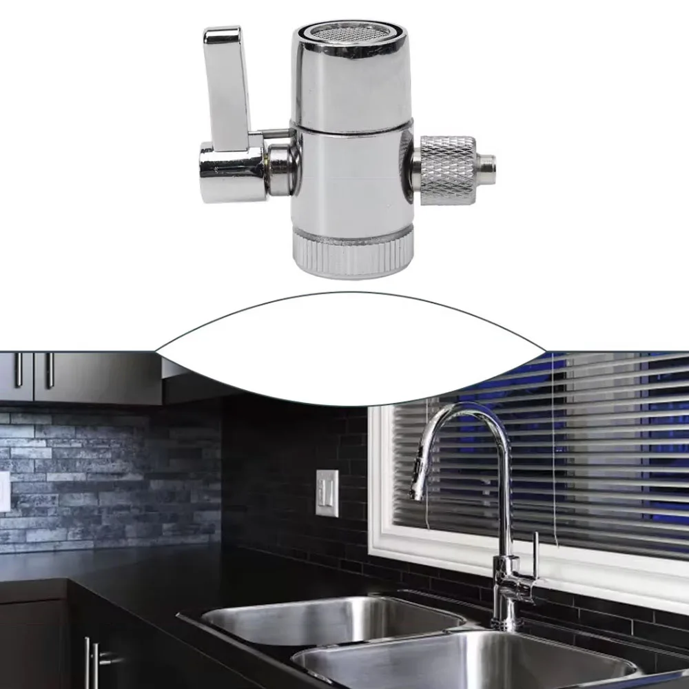 3/8 Tube Brass Faucet Adapter Diverter Valve for Counter Top Water Filter Kitchen Sink Faucet Water Filter Diverter Valve