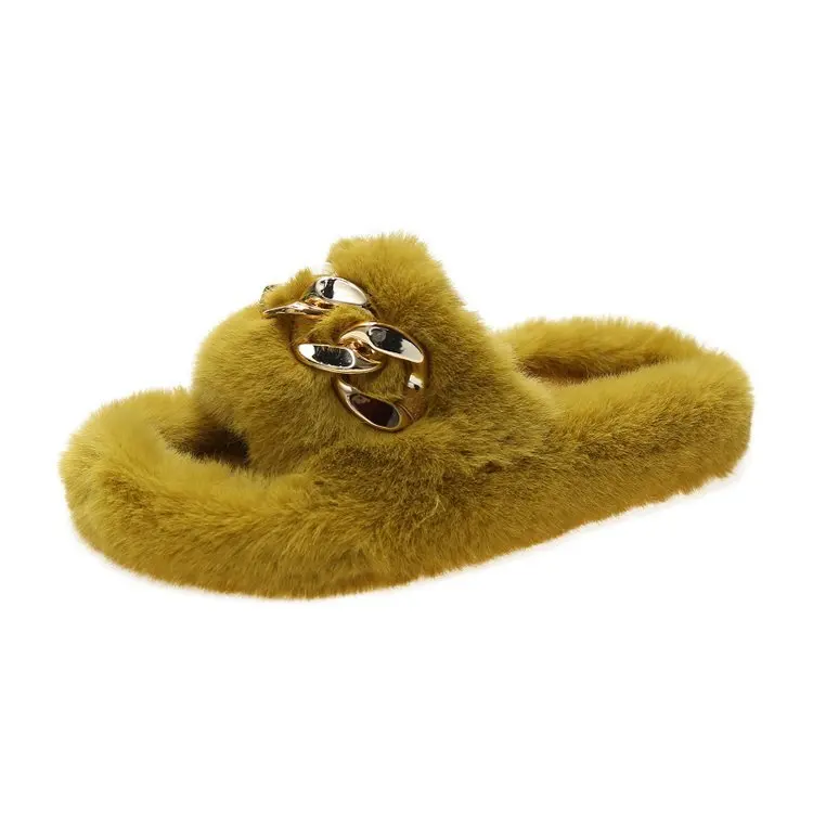 New Fashion Women Shoe 2024 Autumn and Winter Fashion Fur  Daily Leisure Home Slippers Warm Flat Slides Slipper
